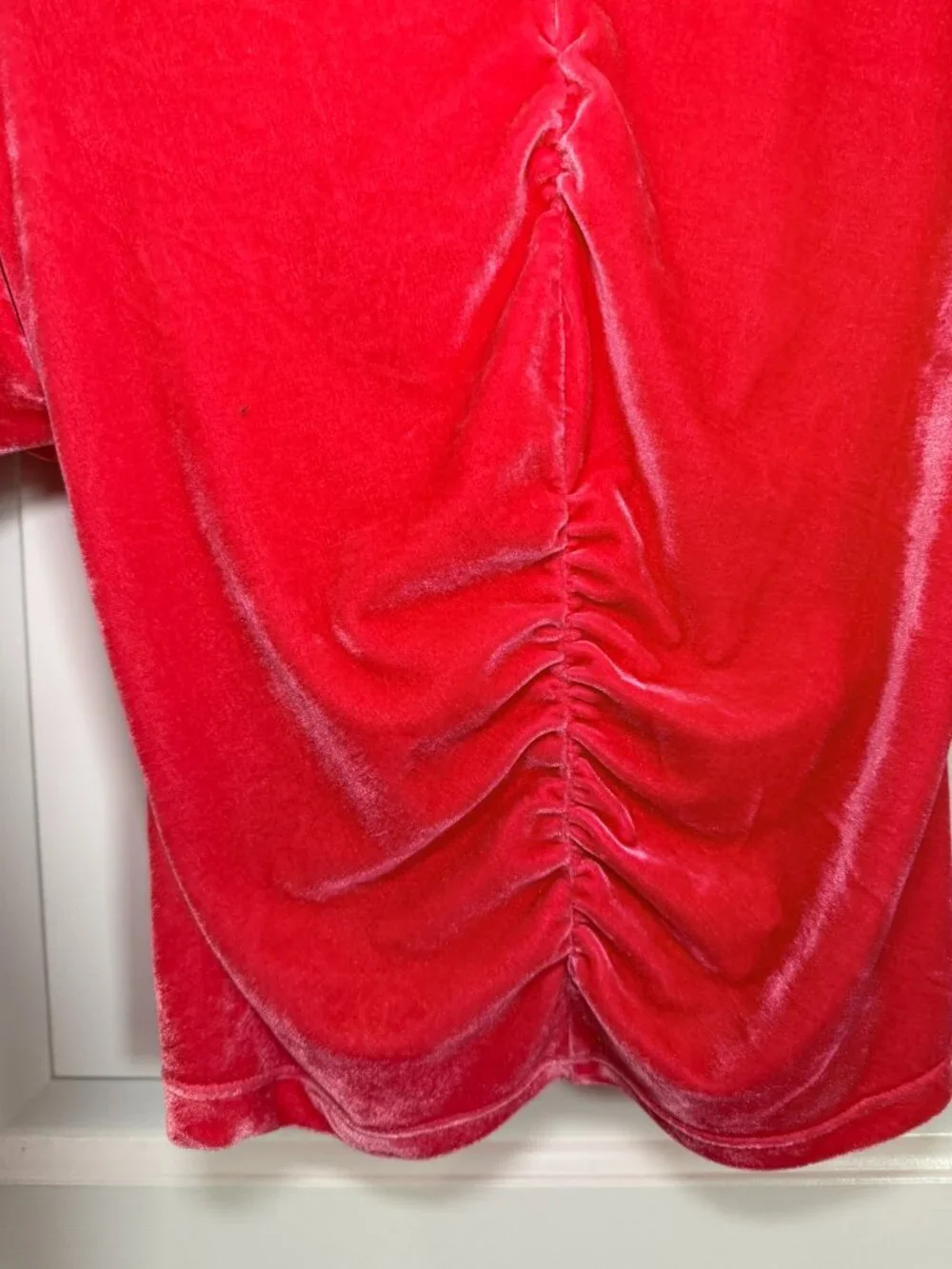 Free People Pink Velvet Cupcake Ruched V-Neck Top Romantic Boho Going Out Top
